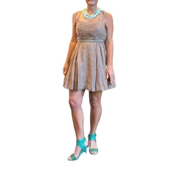 TWENTY8TWELVE by S. MILLER Women’s Scoop Neck Pleated Mini Dress Brown Size 6 - Picture 1 of 16